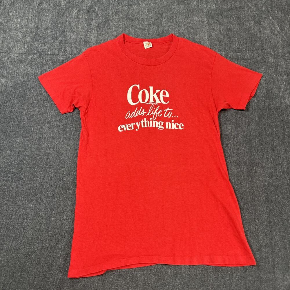 Vintage Coca Cola Shirt Enjoy Coke 1970s Promo Coke Shirt Red Hanes Medium